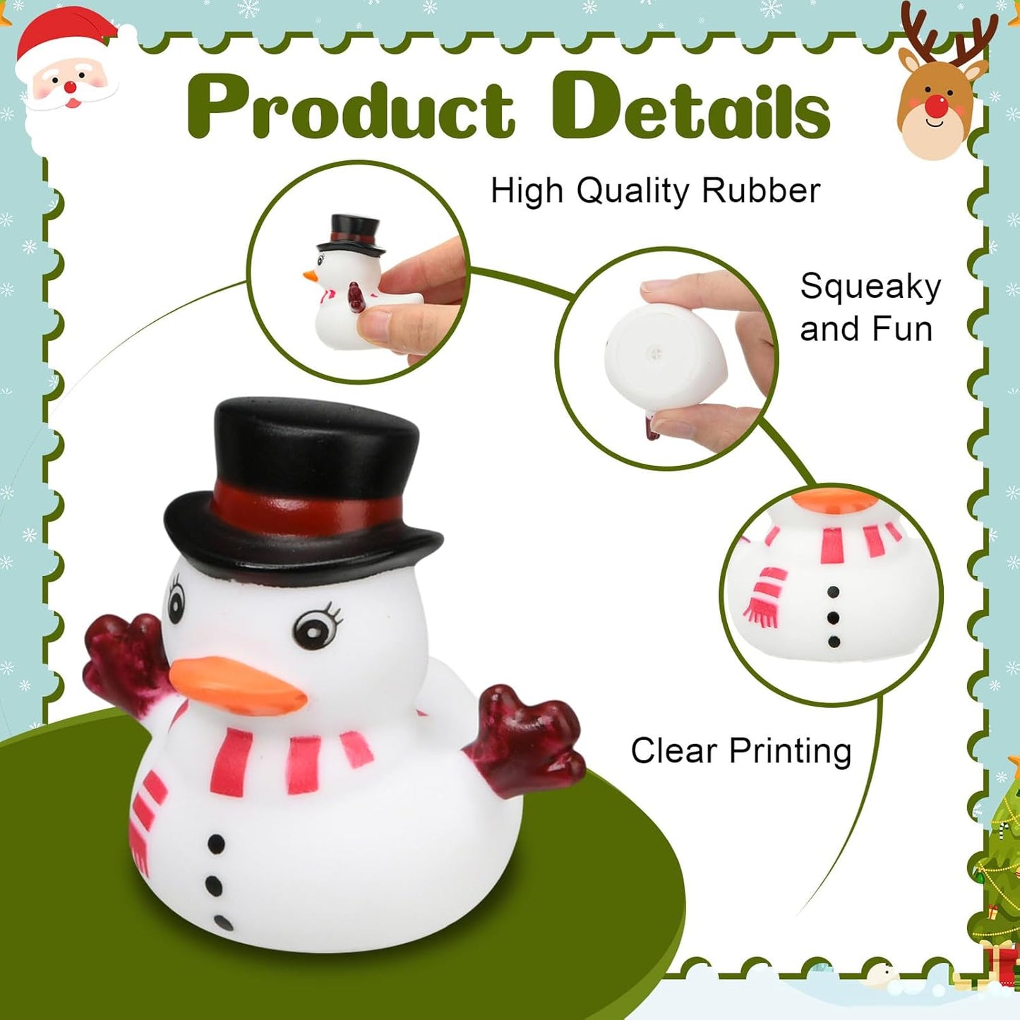 Yaomiao 12 Pcs Christmas Rubber Ducks Bulk Rubber Ducks Bath Toys Christmas Stocking Stuffers Snowman Decorations with Card Xmas Duck Gifts for Xmas Party Favors