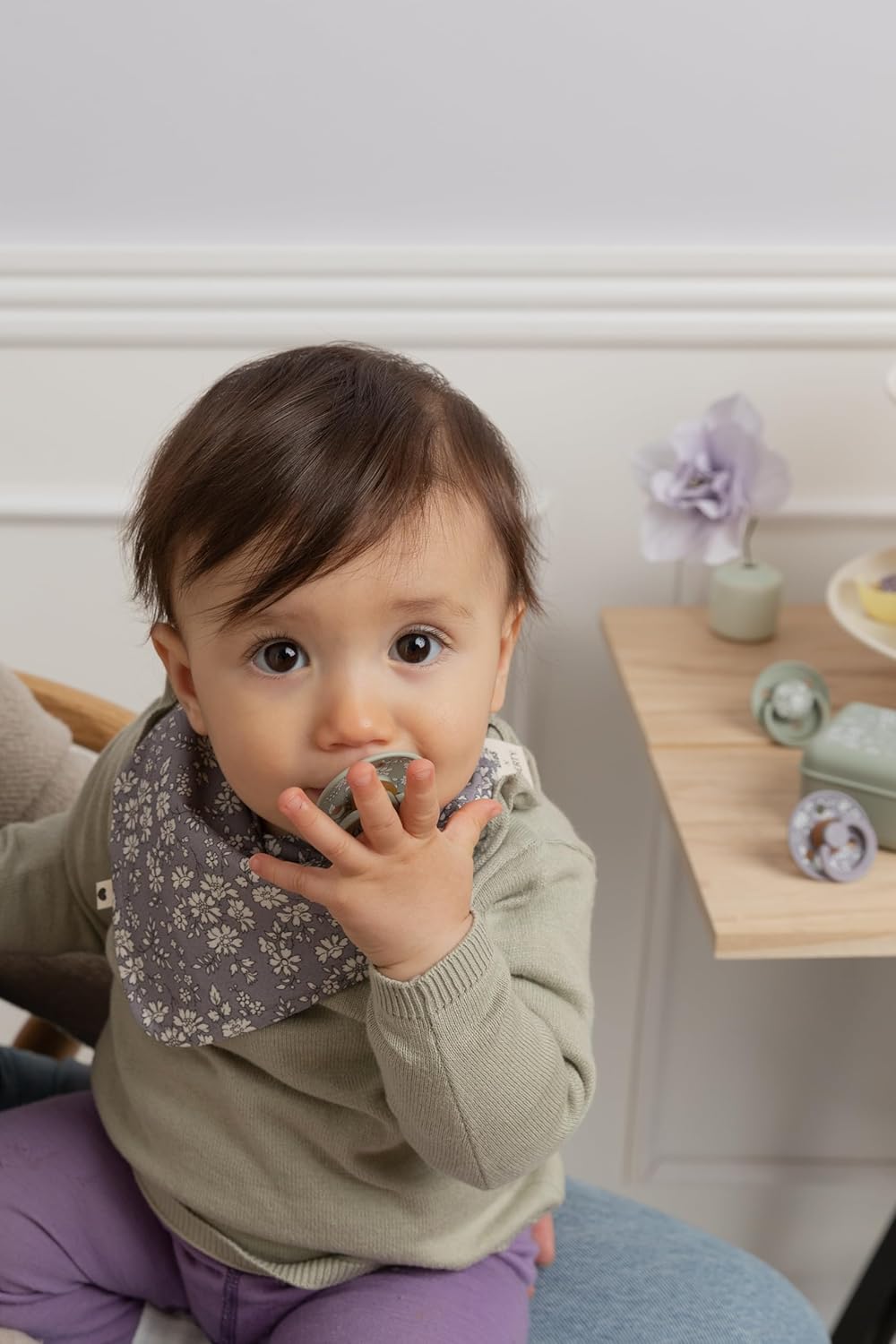 BIBS Colour Liberty Soother 2-Pack, BPA Free Dummy Pacifier, Round Nipple. Natural Rubber Latex, Made in Denmark, Size 2 (6-18 Months), Eloise Dusty Blue