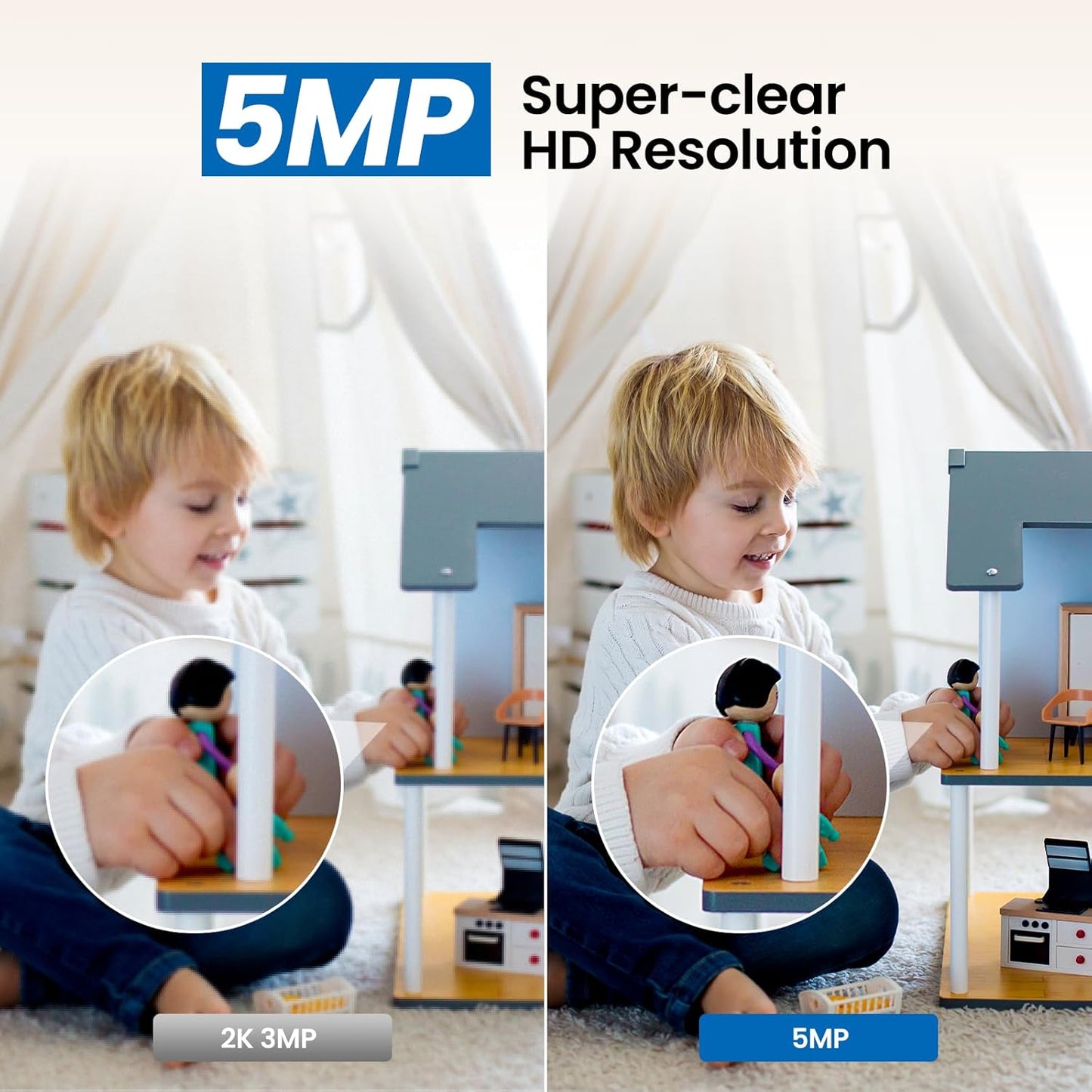 Cinnado 5MP Security Camera Indoor-5G/2.4G Dual WiFi Cameras for Home Security with Audio and Video Ideal for Pet/Nanny/Baby Monitor, 360 Auto Tracking, SD/Cloud Storage, Support Alexa/Google Home, D1