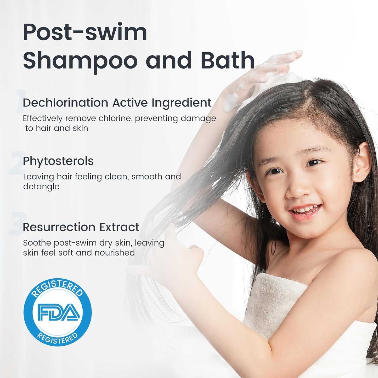 RUNBEN Kids Swim 2-in-1 Shampoo & Body Wash, After Swim Care for Baby, Chlorine Removal Wash for Swimmers, Hydrating & Gentle for Sensitive Skin, Specially Developed for Children Swimming, 3.35 oz