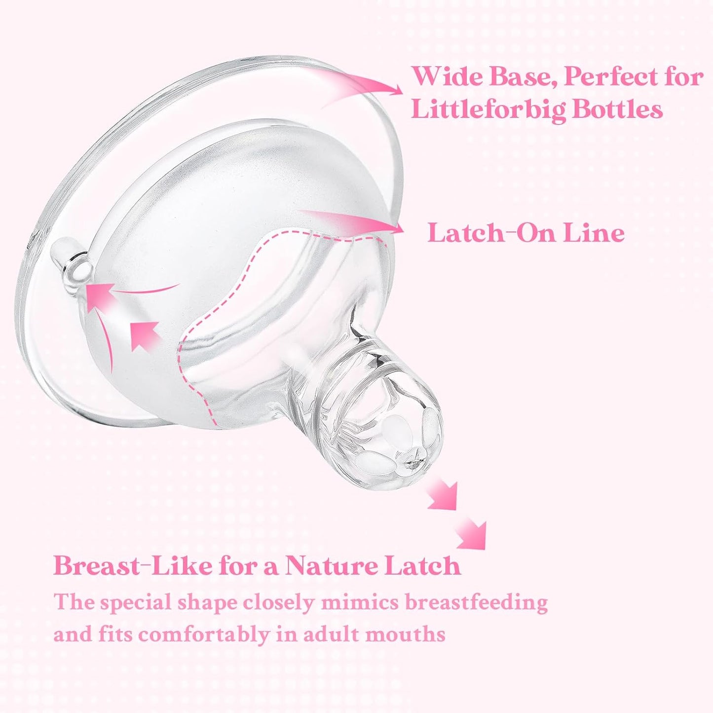 LittleForBig Silicone Soft Touch Adult Bottle Nipples Replacement Teat Compatible with LittleForBig Bottles - Assorted 3-Pack