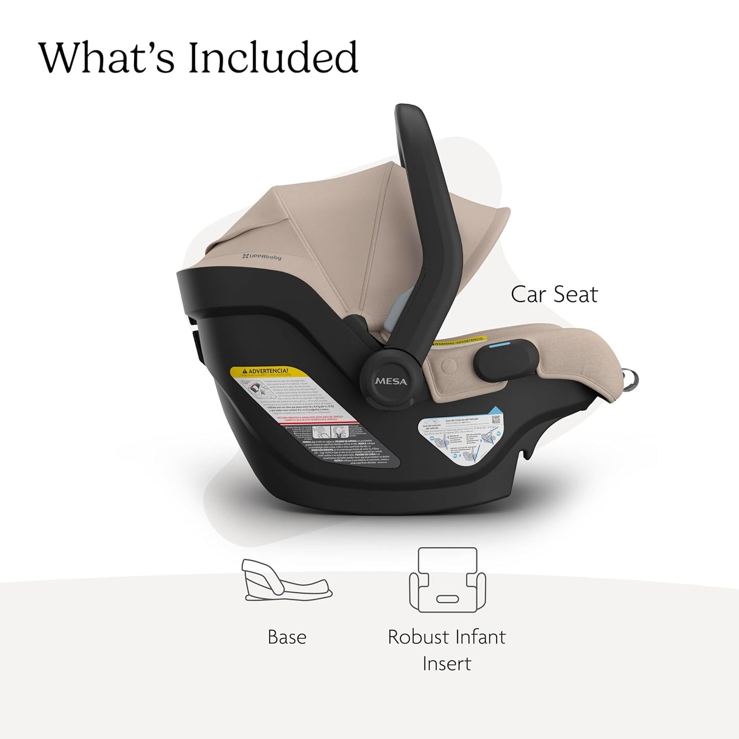UPPAbaby Mesa V3 Infant Car Seat - Easy Installation + SmartSecure Technology - Attaches to Stroller | Base + Infant Insert Included - Declan (Oat Mélange)