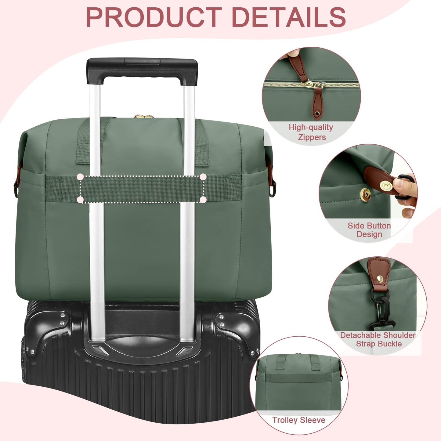 Diaper Bag Tote - Diaper Baby Bags with Pacifier Case, Shoulder Straps, Stroller Clips, Waterproof Large Mommy Maternity Travel Baby Bag for Mom and Dad, Green, Medium