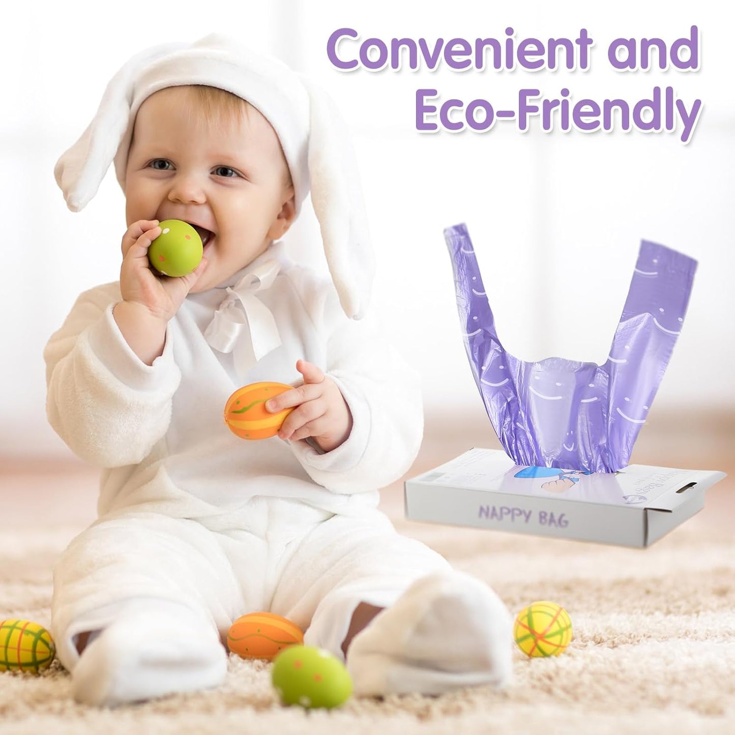 Colarr 1600 Count Baby Disposable Diaper Bags Scented Diaper Sacks with Tie Handle Disposal Trash Sacks Pet Dog Poop Cat Litter Clump Waste Bags Refill(Purple)