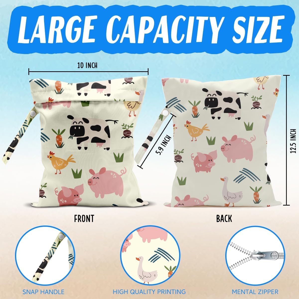 Wet Bag for Baby Swimsuit Dirty Clothes Diaper Yoga Gym, Wet Dry Bag, Beach Vacation Essential for Baby Travel Poor Swiming Bathing Daycare Items