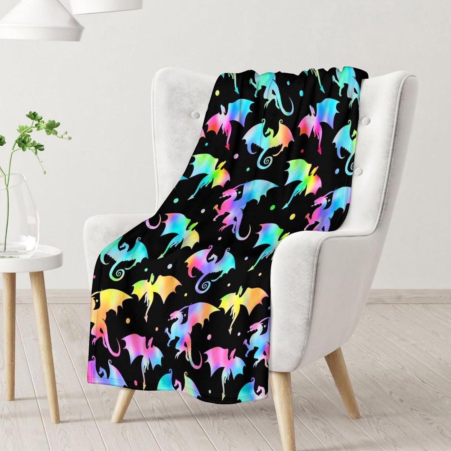 Dragon Blanket Gifts - 50x60 Inches Novelty Throw Blanket for Babies, Kids, Boys & Girls - Black Soft Fuzzy Blankets for Couch, Sofa & Bed
