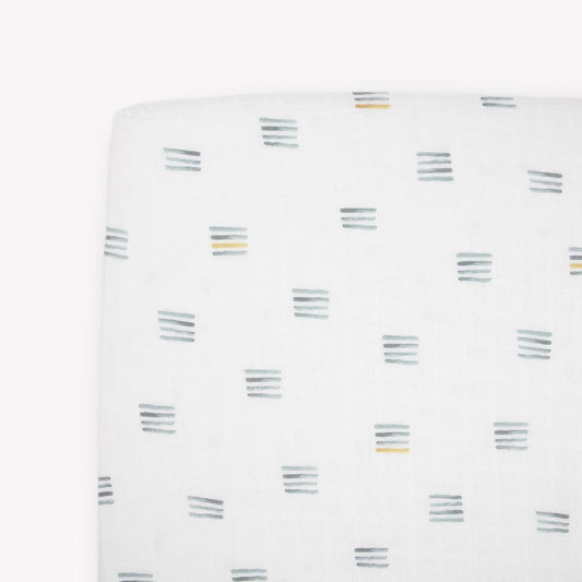 Little Unicorn Premium Crib Sheet | Breathable & Super-Soft Muslin Fabric (Blue Stacks)