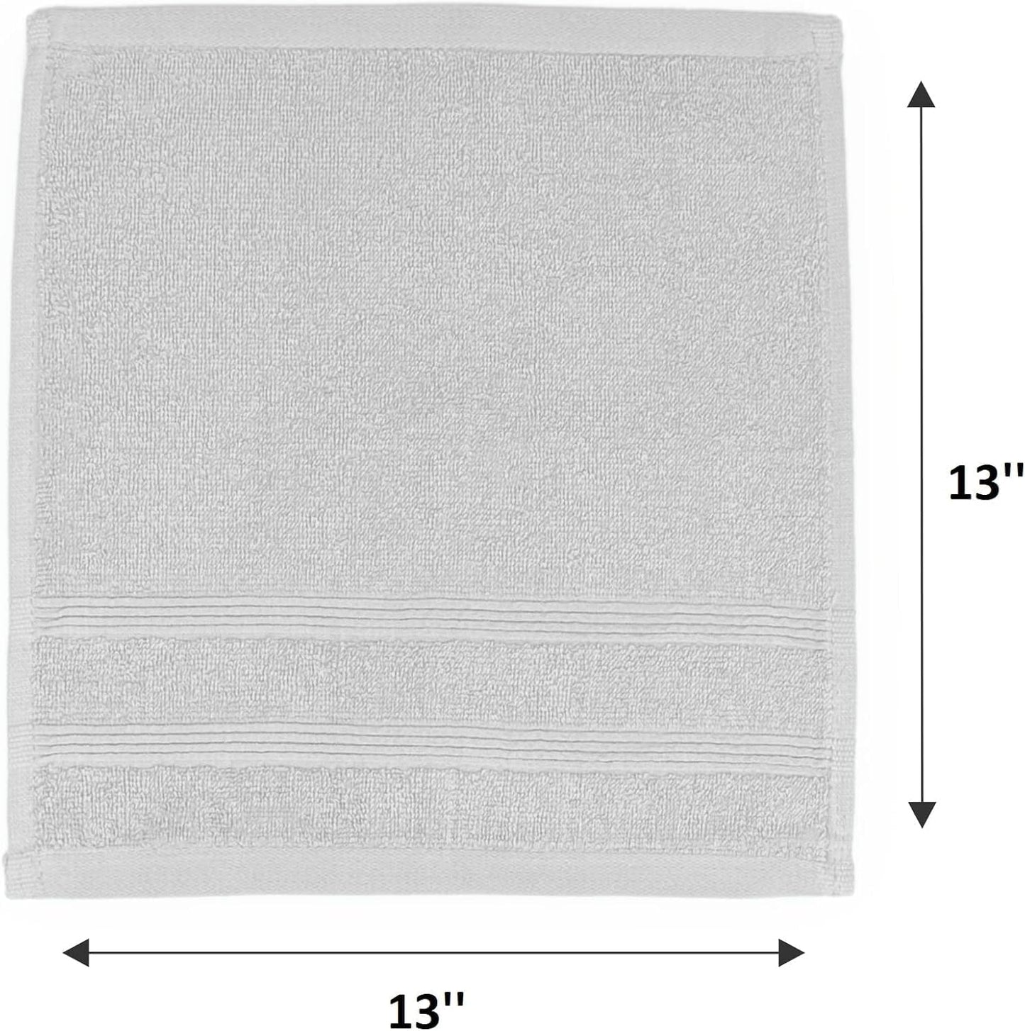 Kaufman - Washcloths for Bathroom, Spa, Gym, and Face Towel 100% Cotton Ring Spun, Ultra Soft Feel and Highly Absorbent Fingertip Towels (24, Light Gray)