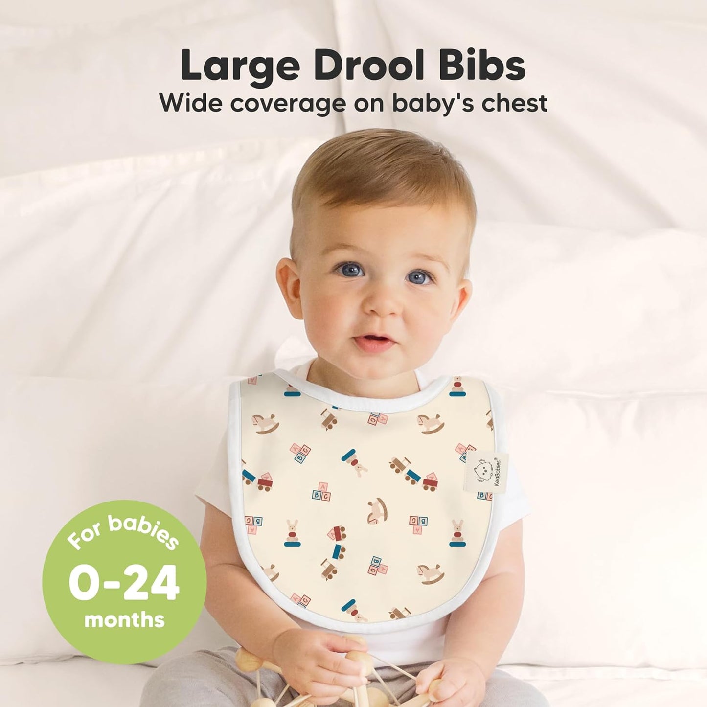 8-Pack Organic Baby Bibs for Boys, Girls - Soft Cotton Drooling and Teething Bibs for Baby Girl & Boy, Extra Absorbent, Easy to Clean & Put On for Toddler, Newborn, Infant 0-24 Months (Toy Land)