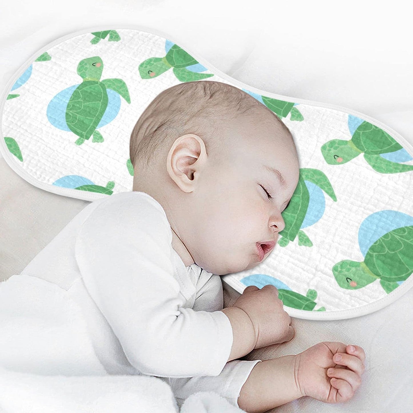 Muslin Baby Burp Cloths Set of 2, Soft Absorbent Sea Turtle Muslin Washcloths, Bibs, Face Towel for Newborn Boys Girls, 22 x 11 Inch