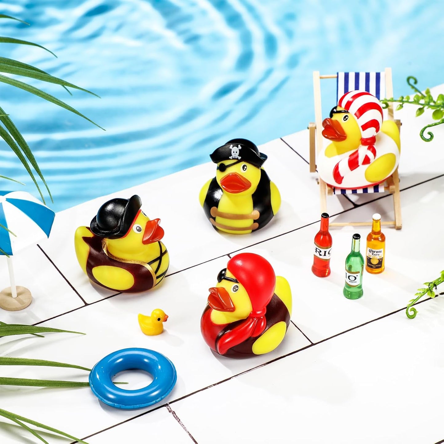 Lewtemi 12 Pcs 2 Inch Mini Pirate Rubber Ducks Cruise Ducks for Hiding with Tags Cute Yellow Decor Bathtub Pool Pirate Party Favors for Carnival Supplies Birthday Party Favor Gifts