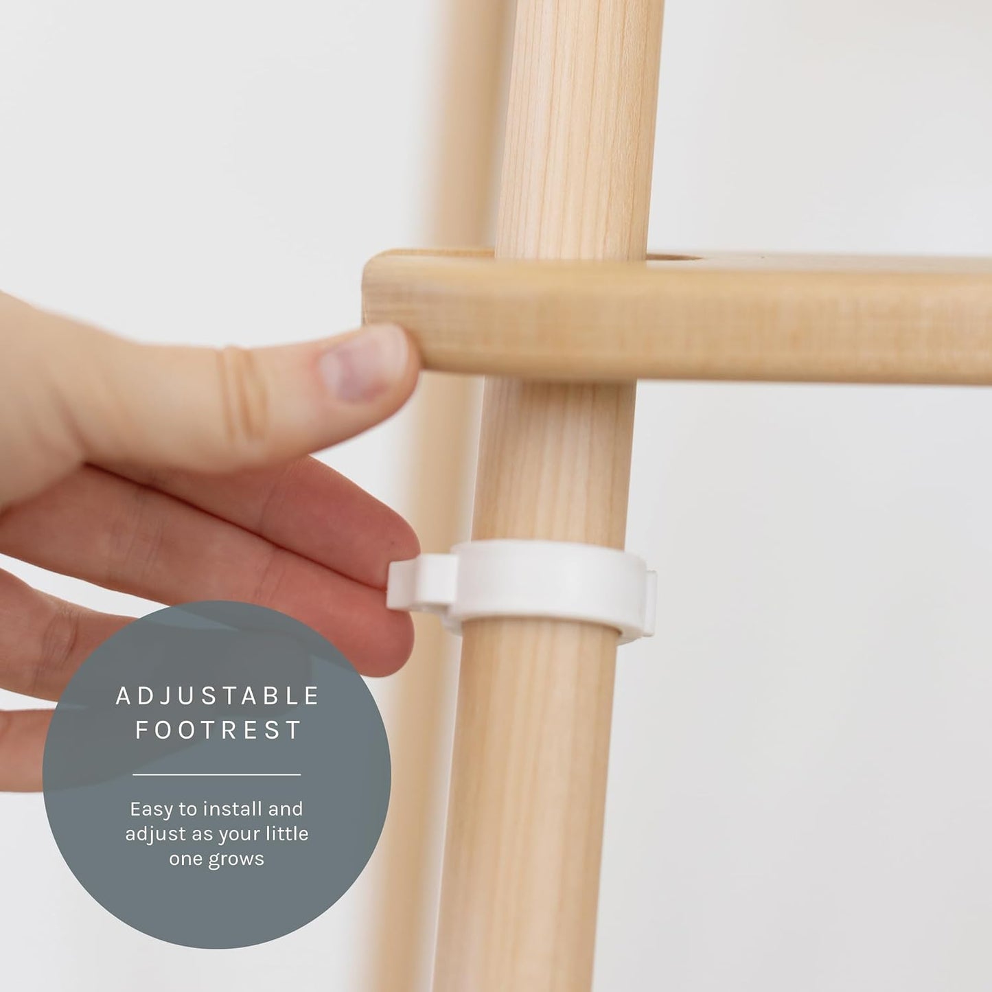 Yeah Baby Goods Adjustable Footrest & Leg Wrap Set Compatible with The IKEA Antilop Highchair (Birch) - High Chair Accessories Bundle - Attachable Foot Rest w/Support Clamps & Matching Leg Stickers