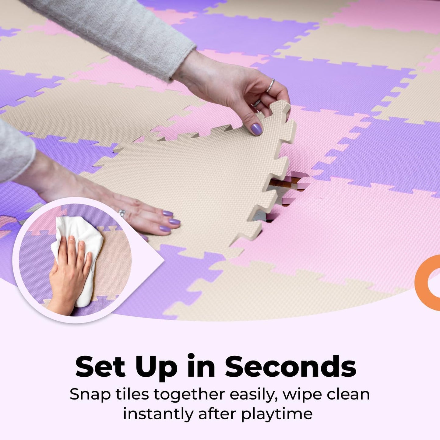 MioTetto Baby Play Mat, Comfortable Tummy Time Mat – Portable Foam Floor Tiles, Safe baby mat for floor for Crawling & Development, Soft play mat for babies 0-6 months, Stylish interlocking foam tiles