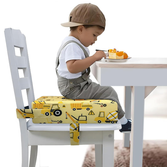 Toddler Booster Seat for Dining Table, Portable Booster Seat for Kitchen Chair, 4 Inch High-Density Foam Cushion with Adjustable Safety Straps and Non-Slip Bottom, Perfect for Kids Travel and Daily