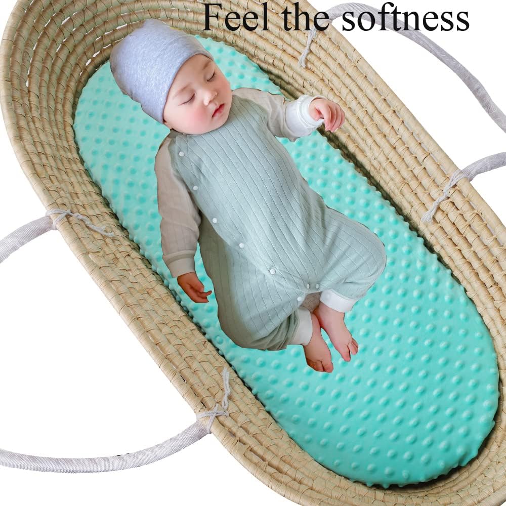 Dot Bassinet Sheet Set 2 Pack Stretch Fitted Cradle Sheets,Ultra Soft Thick Universal Fit Oval Rectangle Hourglass Pad/Mattress, for Baby Girls and Boys Grey Green
