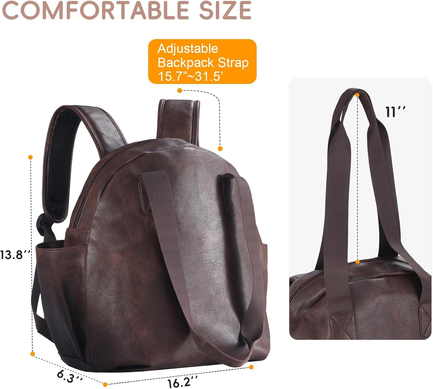 Stylish Diaper Bag Backpack, Leather Large Capacity Travel Baby Diaper Bag Tote for Mom Dad, Handbag shoulder bag, Waterproof, Lightweight Coffee