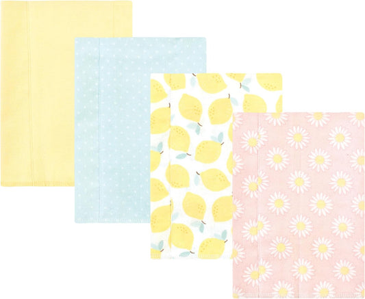 Luvable Friends Hudson Baby Flannel Burp Cloths 4pk, Yellow Daisy
