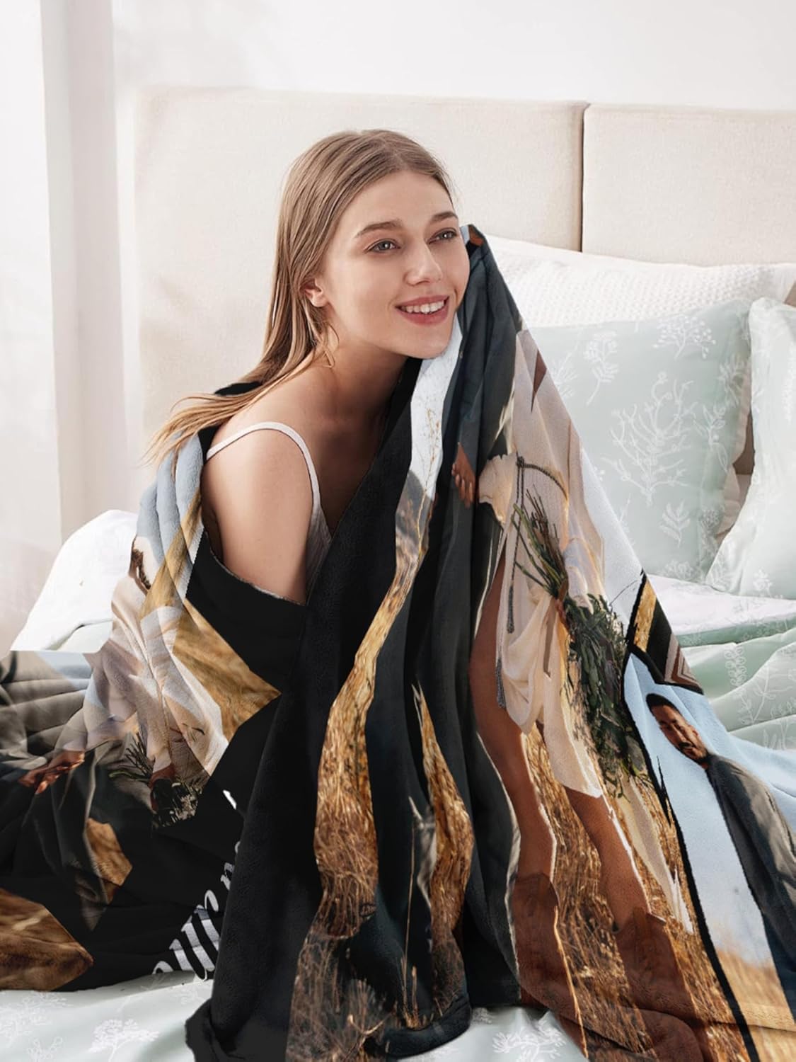 Custom Blanket with Photo Text Personalized Throw Blanket Customized Picture Blankets Personalized Gift Flannel Blanket for Birthday Gifts Valentines Day Gift, 50 * 60in