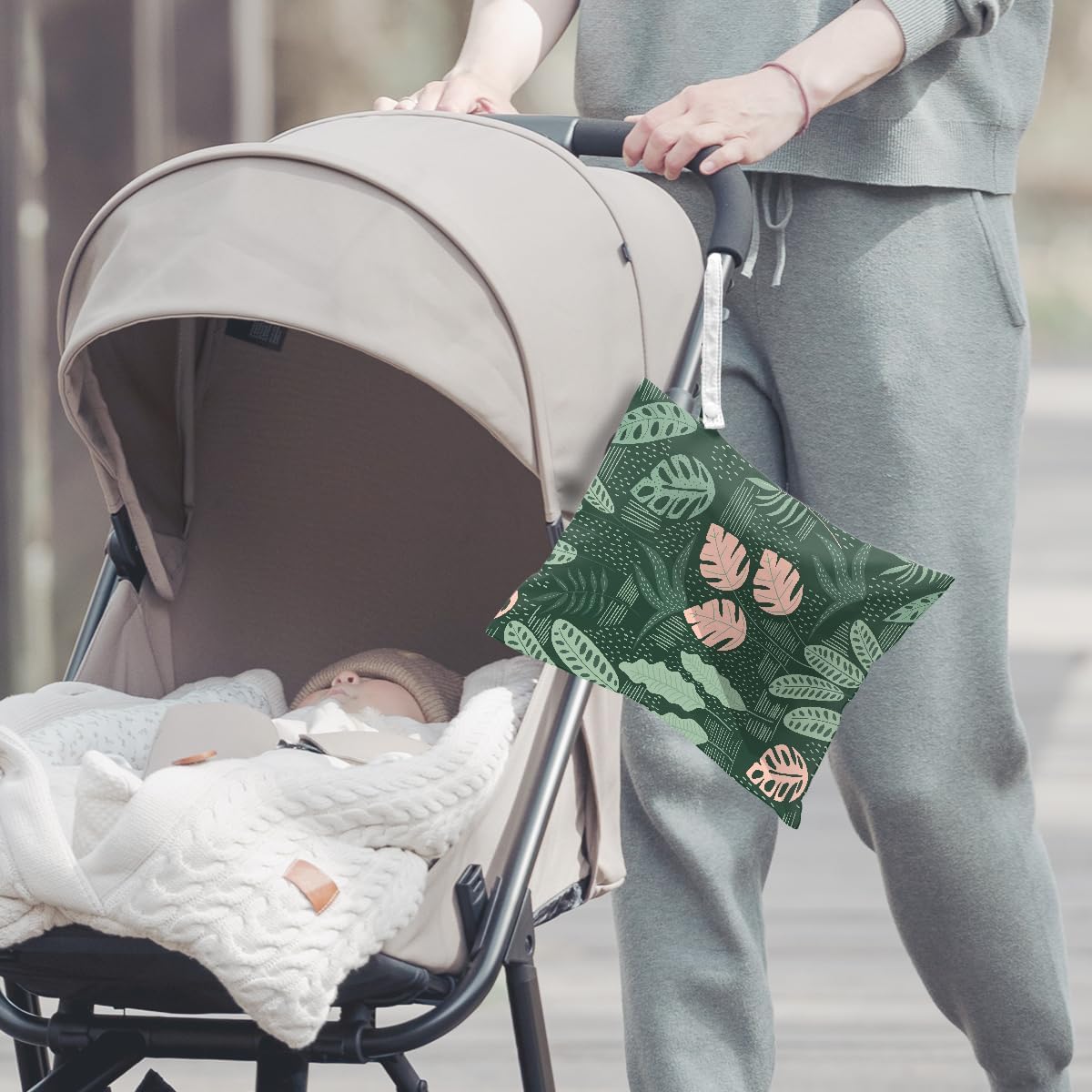 ZHAMEN 2Pcs Tropical Wet Bag 12x10 Inch, Plant Waterproof Reusable Wet Dry Bags, Leaves Washable Travel Laundry Bags for Swimsuit Beach Diapers Dirty Yoga Gym Clothes, Plants Gifts for Women Friend
