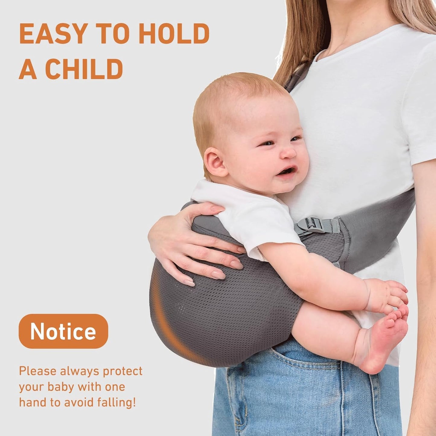 Baby Sling Carrier, Baby Carrier Newborn to Toddler, Mesh Toddler Carrier, Lightweight Breathable Summer Baby Wraps Carrier, Baby Carriers One Size Fits All (Dark Grey)