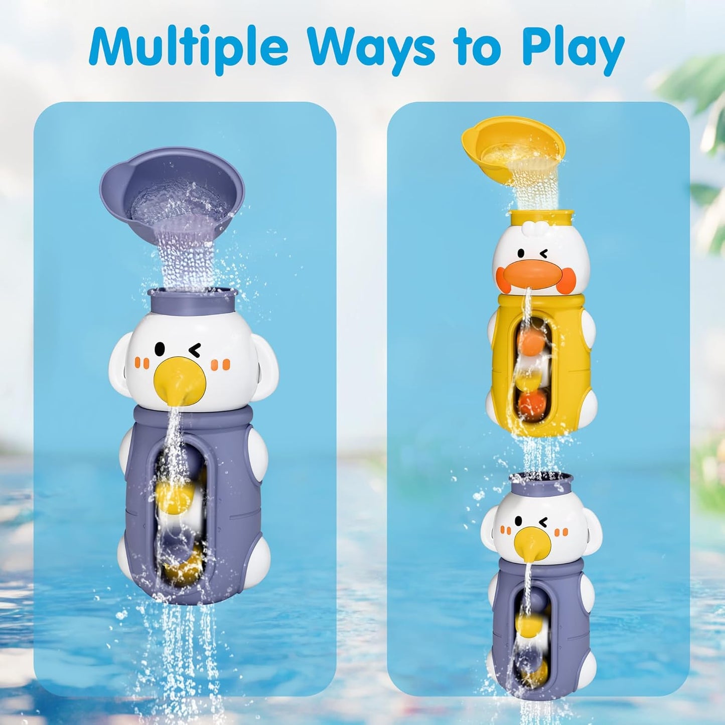 iPlay, iLearn Baby Bath Toys, Toddler Waterfall Bathtub Toy W/ Suction Cup, Kids Water Spinner for Tub Pool, Infant Duck Elephant Shower Bathtime, Birthday Gifts 12 18 Month 1 2 3 Year Old Boys Girls