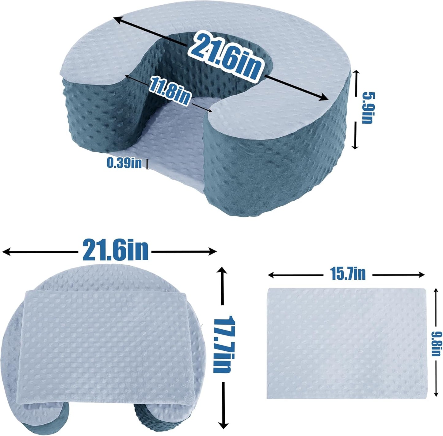 MABOZOO Sit Up Pillow for Baby, Foam Baby Floor Seat Support Seat Sitting Pillow for Sit Balance, Soft Infant Sitting Support Ring for Babies, Infants and Toddlers (Blue)