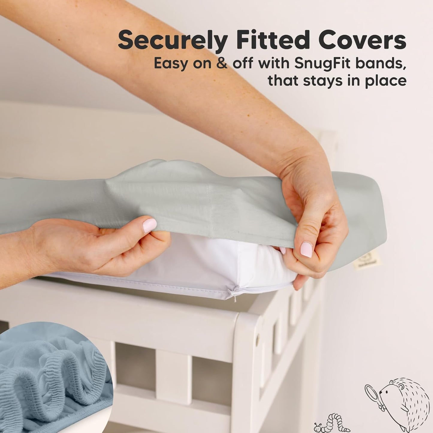 2-Pack Baby Changing Pad Cover for Girl, Boy - 32x16 Soft Viscose Derived from Bamboo Baby Diaper Changing Table Pad Cover Sheets, Neutral, Snug Fit Nursery Diaper Change Sheets (Steel)