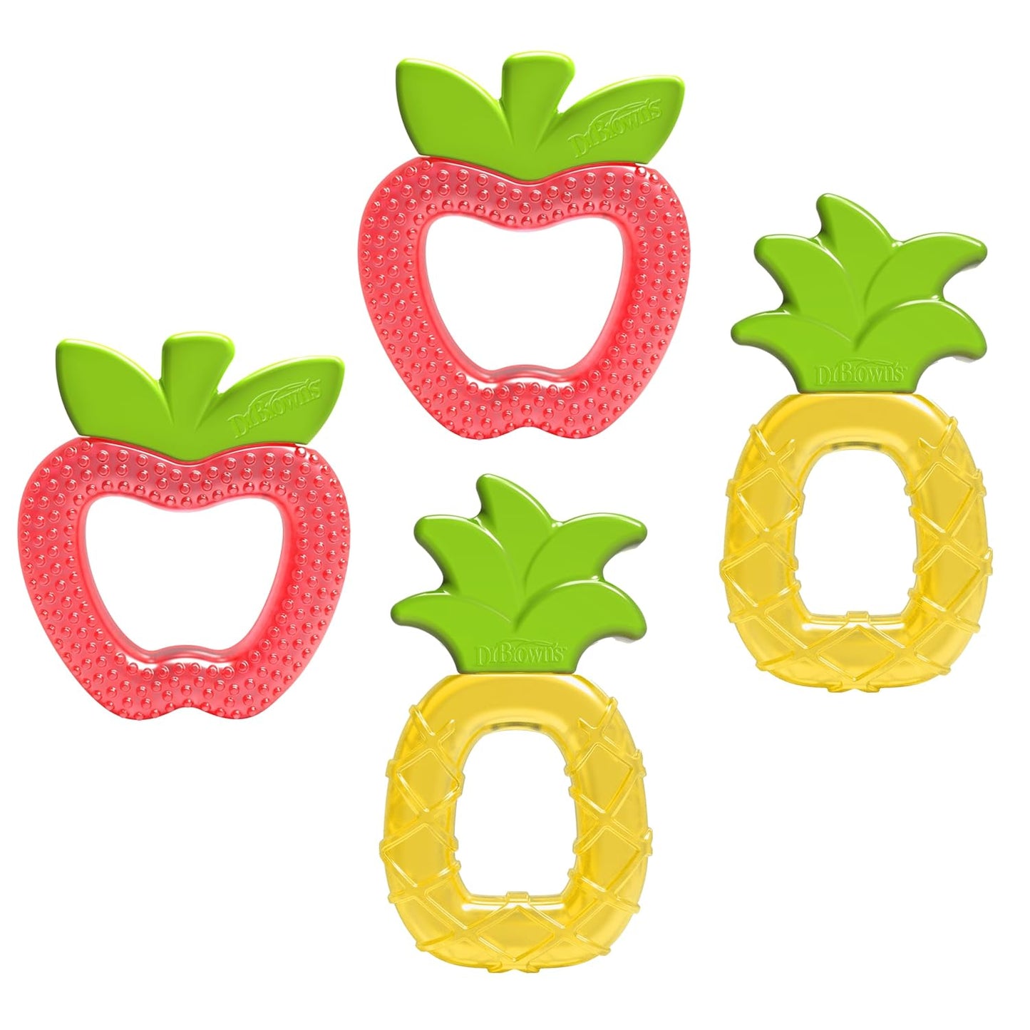 Dr. Brown's AquaCool Water-Filled Baby Teether, Cools & Massages Sore Gums, BPA Free, Pineapple and Apple, 4 Pack, 3m+