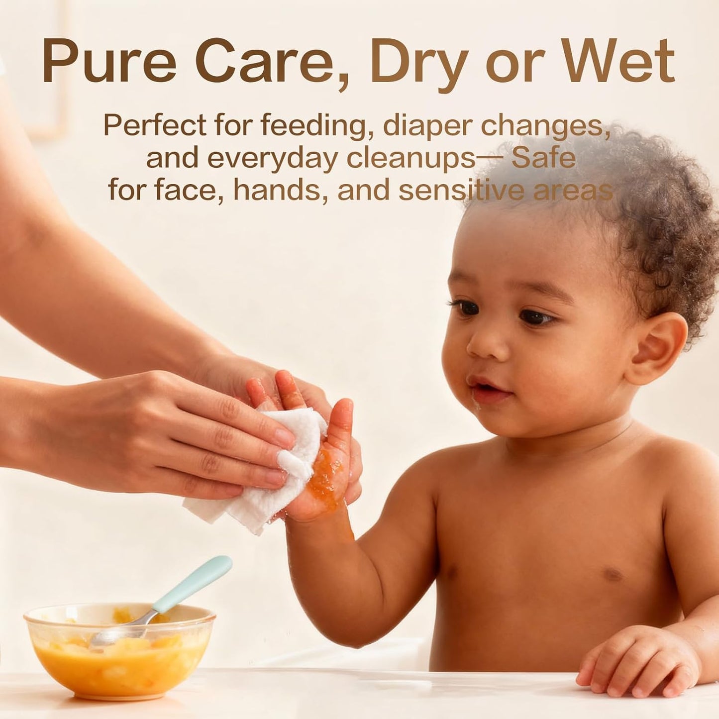 Winner 100% Cotton Dry Wipes, USDA Certified Baby Wipes, Soft & Gentle, Hypoallergenic & Unscented for Baby Sensitive Skin, Use Wet/Dry for Diaper Changes, Meals & Cleanup, 600 Count, Pack of 6