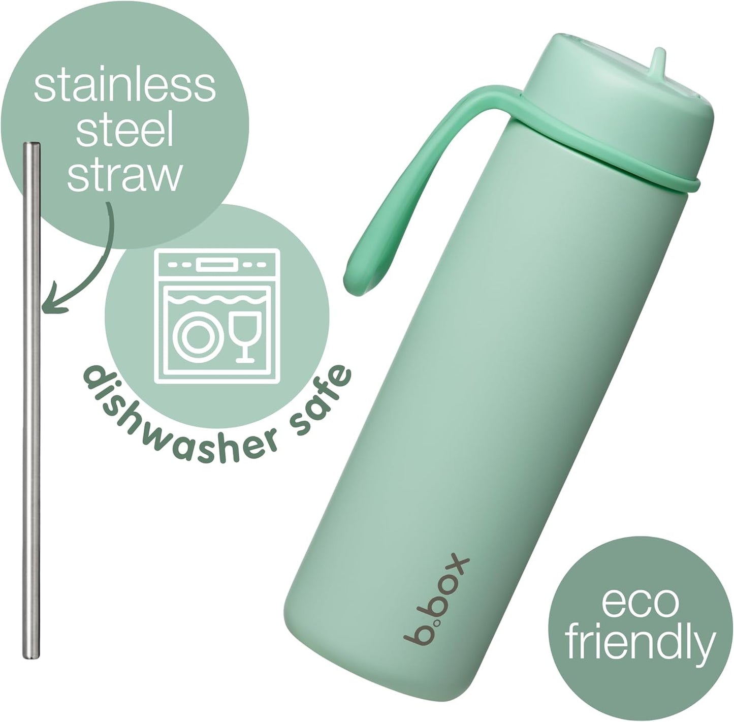 b.box Triple Insulated 23oz Water Bottle w/Stainless Steel Straw. 44 Hours Cold. Leak Proof Tumbler with Lid and Straw for Travel, Gym & School. BPA Free Sports Water Bottles.