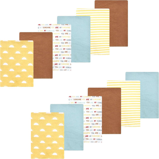 Luvable Friends Hudson Baby Flannel Burp Cloths 12pk, Sunshine