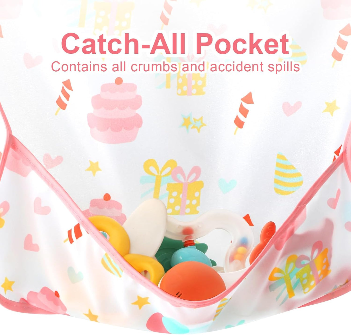 Accmor 4 Pack Long Sleeve Bibs, Baby Smock Waterproof Sleeved Bib Smock for Baby Toddler 6-36 Months