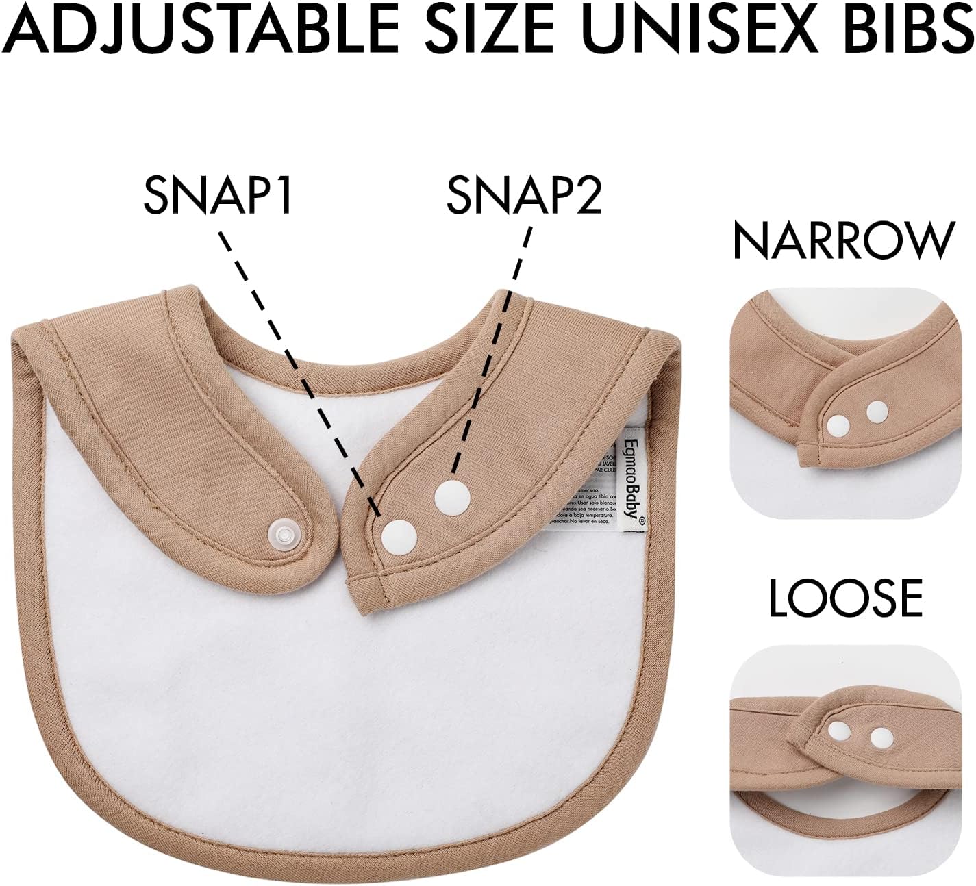 10 Pack Cotton Snap Bibs for Baby Boy Girl, Super Soft Drool Bibs for Teething and Feeding