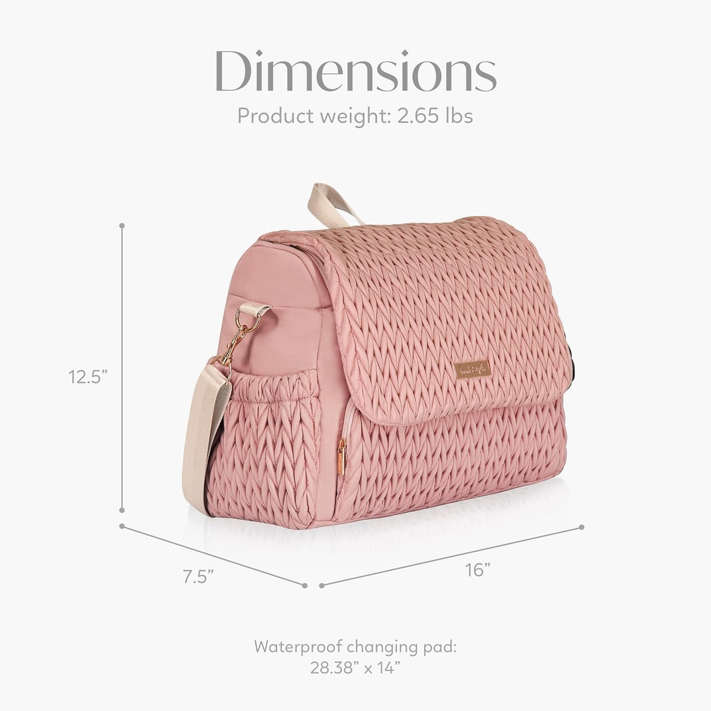 Hannah & Sophia Belle Convertible Baby Diaper Backpack & Bag in Pink Polyester with Classic Style