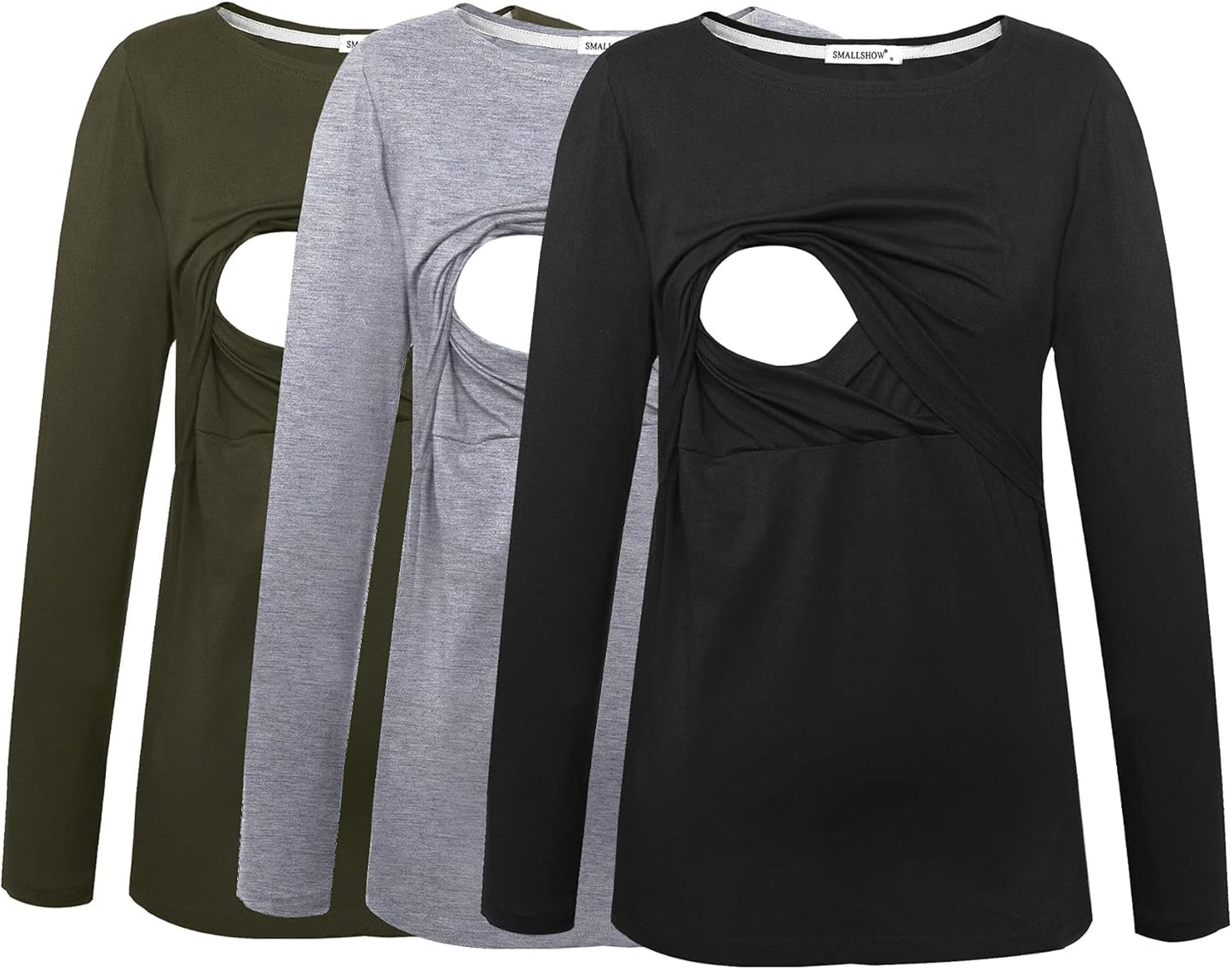 Smallshow Women's Maternity Nursing Tops Comfy Long Sleeve Breastfeeding T-Shirt