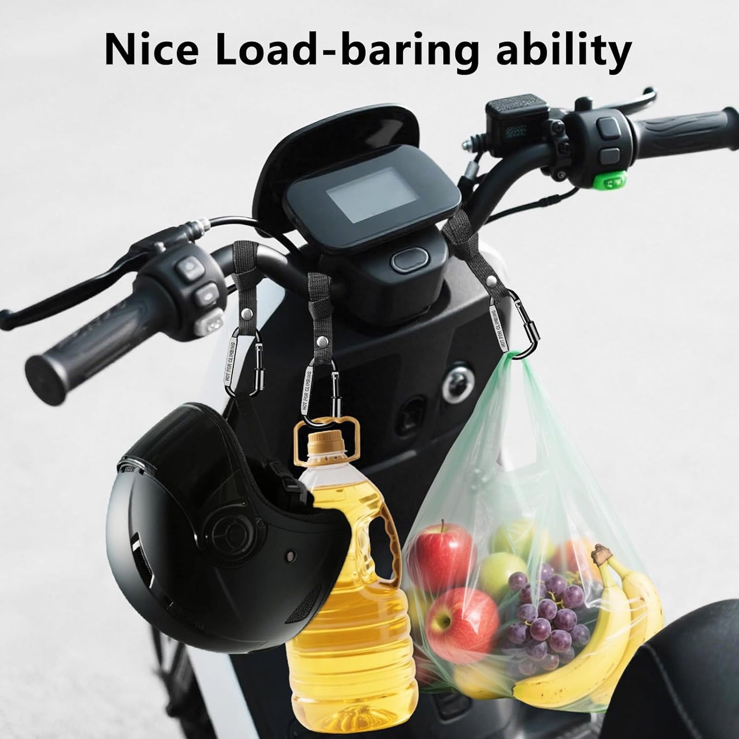 Stroller Hooks for Bags with Locking Stroller Carabiner Clip – Heavy-Duty Hooks for Diaper Bags, Groceries, Backpacks on Strollers, Bikes & Shopping Carts (Black, 2 Pieces)