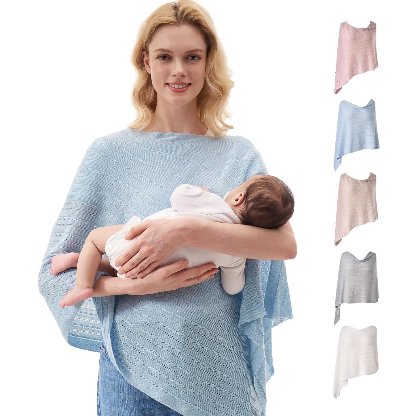 Momcozy Ultra-Light Nursing Cover for Breastfeeding, Soft Breathable Tencel™ Lyocell Fabric, Multi-Use Feeding Shawl, Newborn Essentials Must Haves(Blue)