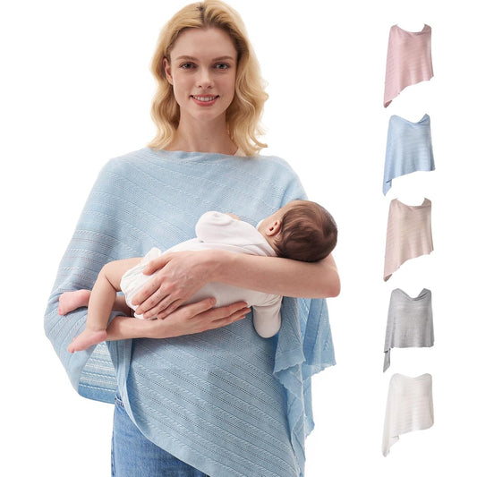 Momcozy Ultra-Light Nursing Cover for Breastfeeding, Soft Breathable Tencel™ Lyocell Fabric, Multi-Use Feeding Shawl, Newborn Essentials Must Haves(Blue)