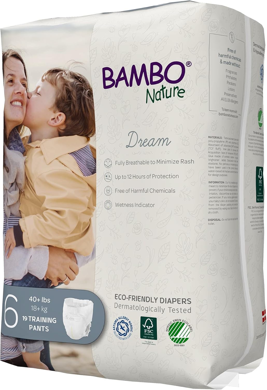 Bambo Nature Hypoallergenic Training Pants, Premium Eco-Labeled Training Pants, Totally Chlorine-Free, Skin Friendly - Size 6 (57 Count)