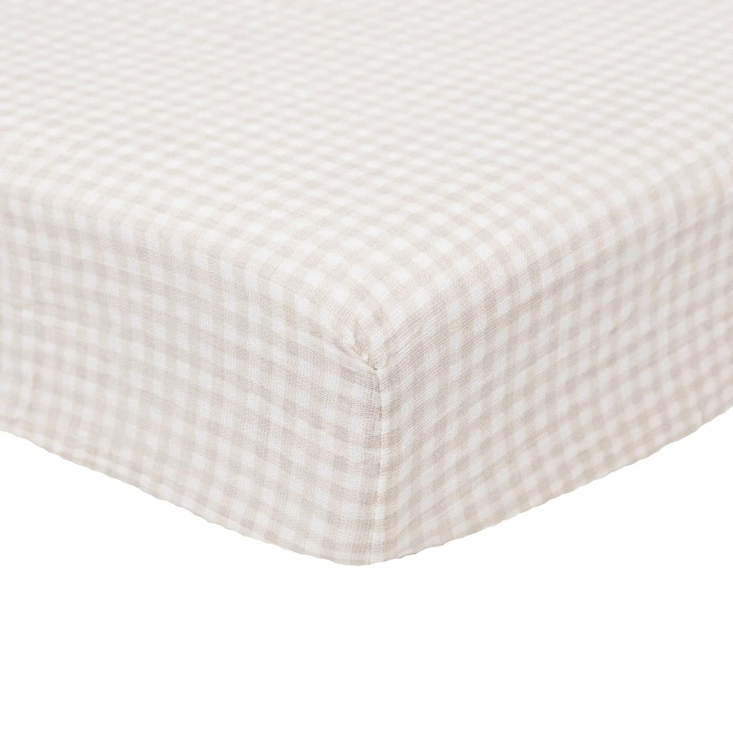 Little Unicorn Premium Crib Sheet | Breathable & Super-Soft Muslin Fabric (Tan Gingham)