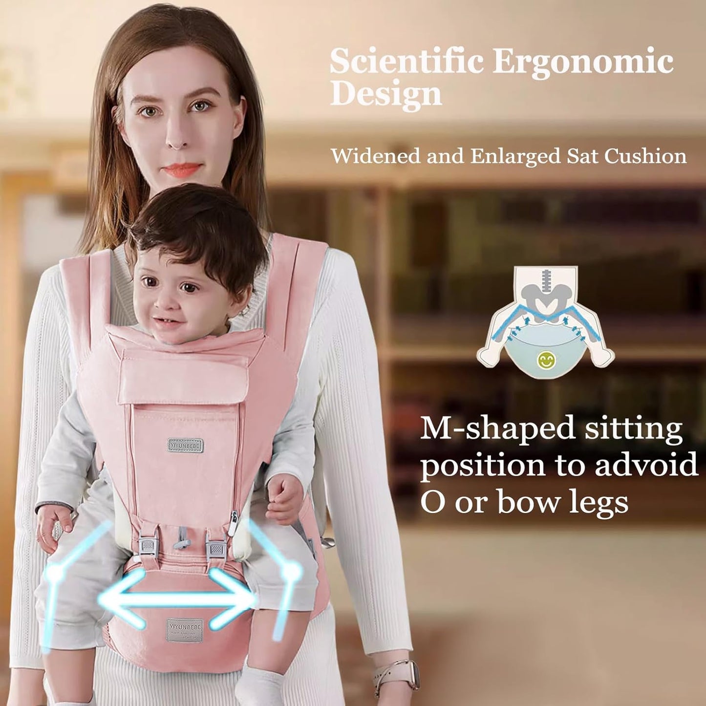 Baby Carrier Newborn to Toddler Baby Carriers with Seat Infant Baby Holder Backpack Baby Carriers Front and Back for Carrying and Hiking (Pink)