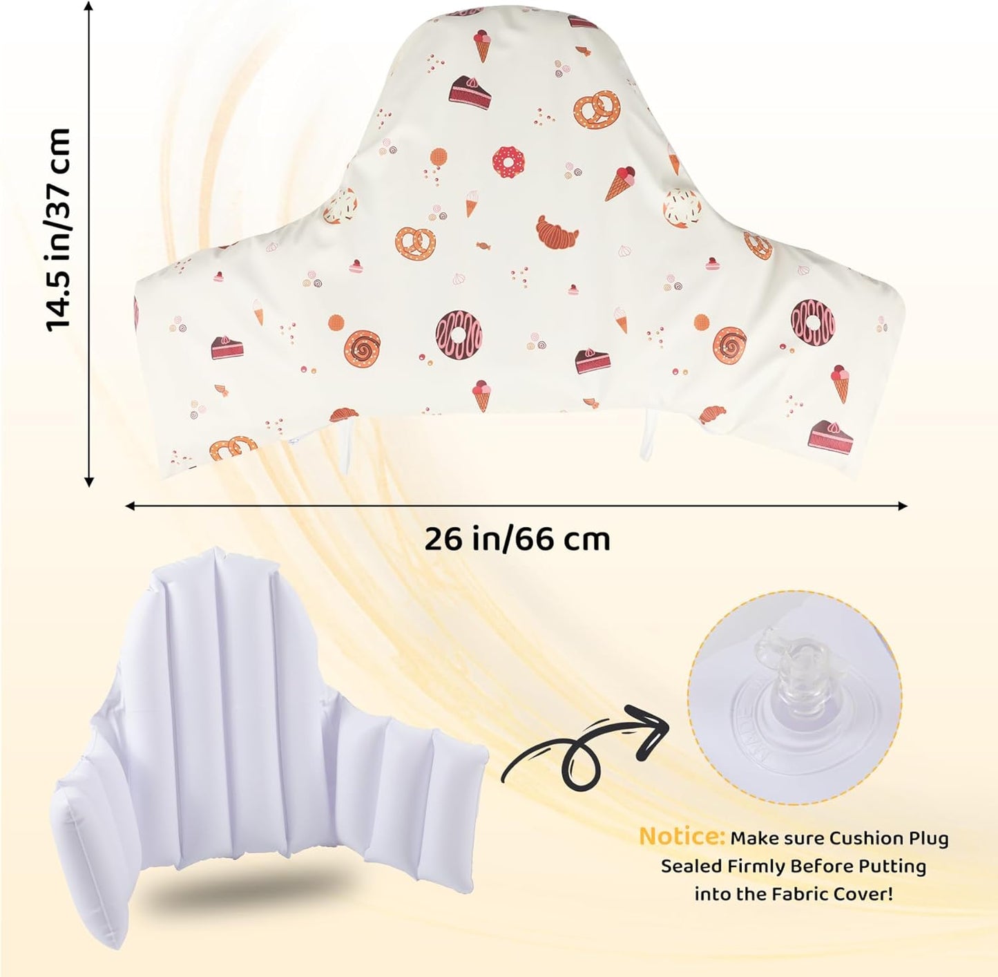 High Chair Cushion with Cover Pad for IKEA Antilop Babies Toddlers Inflatable & Reversible Built-in Inflatable Cushion