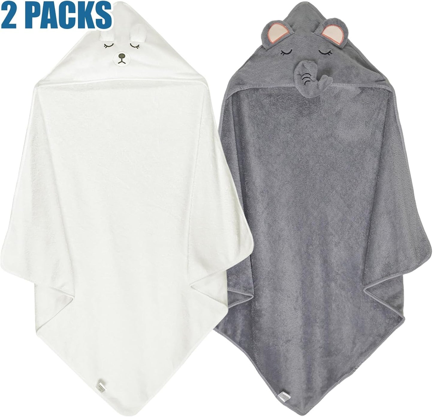 Baby Bath Towels Hooded 2-Pack Absorbent Soft Baby Towel Set Thick Toddler Towels with Hood for Toddlers,Infants and Newborn
