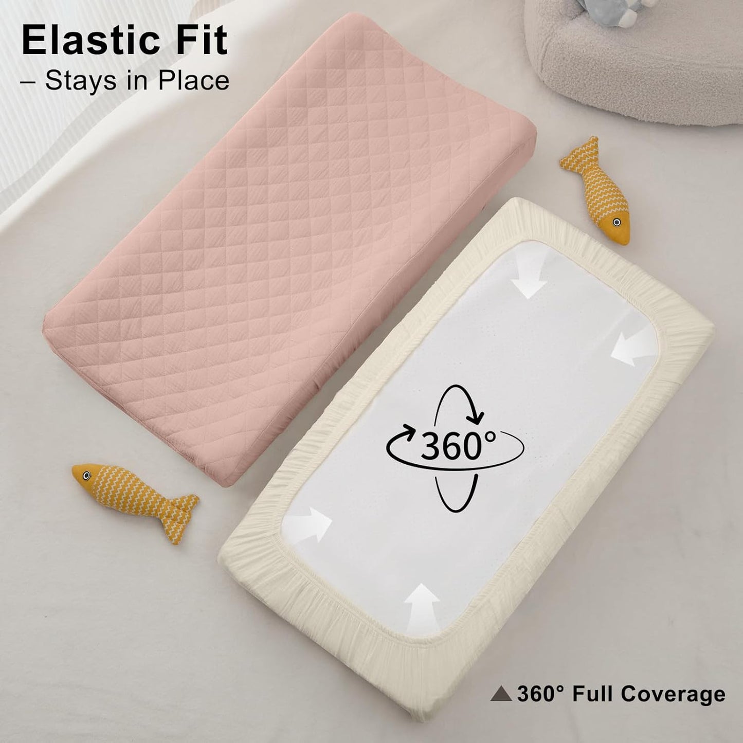 Unicorn Castle Waterproof Changing Pad Cover Muslin Changing Table Pad Cover 2 Pack Quilting for 32"x16" Baby Changing Pad Sheets Girls Boys,Pink White