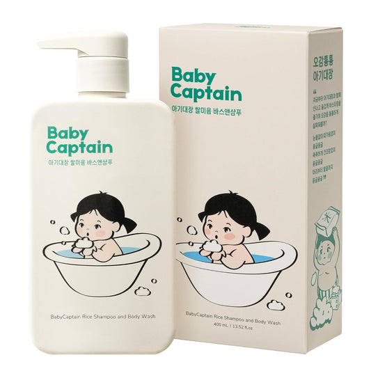 Vegan Rice Baby Wash 13.52 Oz | Tear-Free Cleanser for Newborn & Sensitive Skin | 2-in-1 Shampoo and Body Formula | Plant-Based, Korean Skincare with Gentle Rice Scent