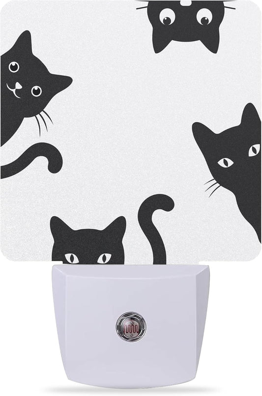 Night Lights Plug into Wall Black Cats Night Lights Dusk to Dawn Sensor Led Lamp for Women Men,Led Lights for Stairway/Hallway/Bedroom,0.5W