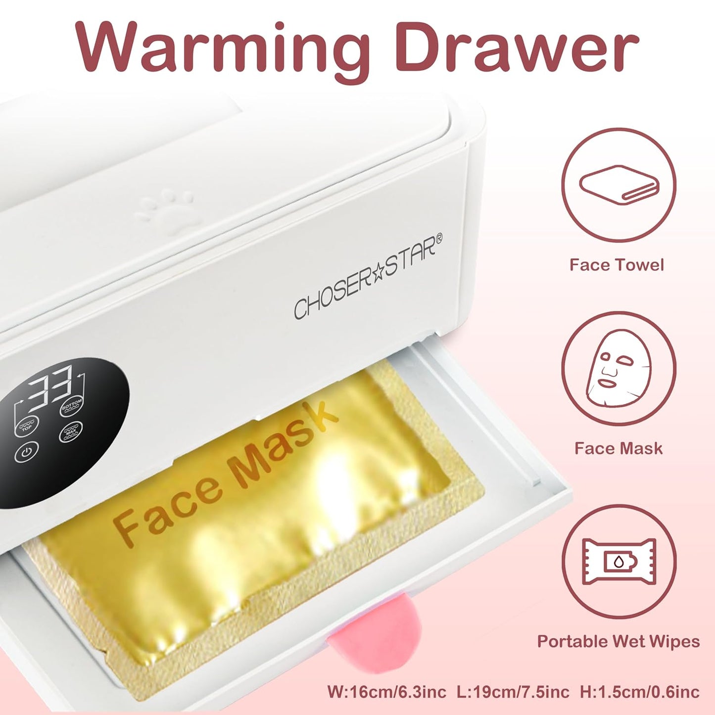 Wipe Warmer for Baby – Cat Ear Baby Wipe Warmer – Dual Layer with Face Mask Heating, 4 Temperature Settings, Upper & Lower Zone Control, Large Capacity, Constant Warmth for Newborn Night Care