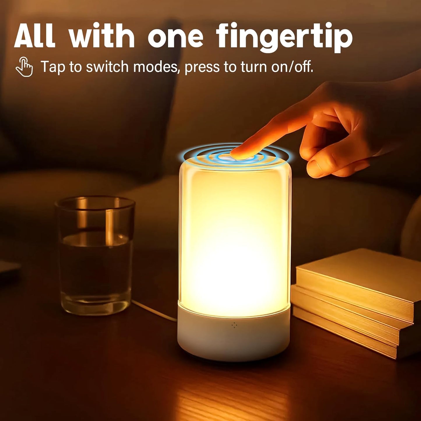 Small Touch Night Table Lamp for Bedroom Bedside Nightstand, Small Spaces Plug in Desk Light for Nursery/Ambient/Kids/Living Room