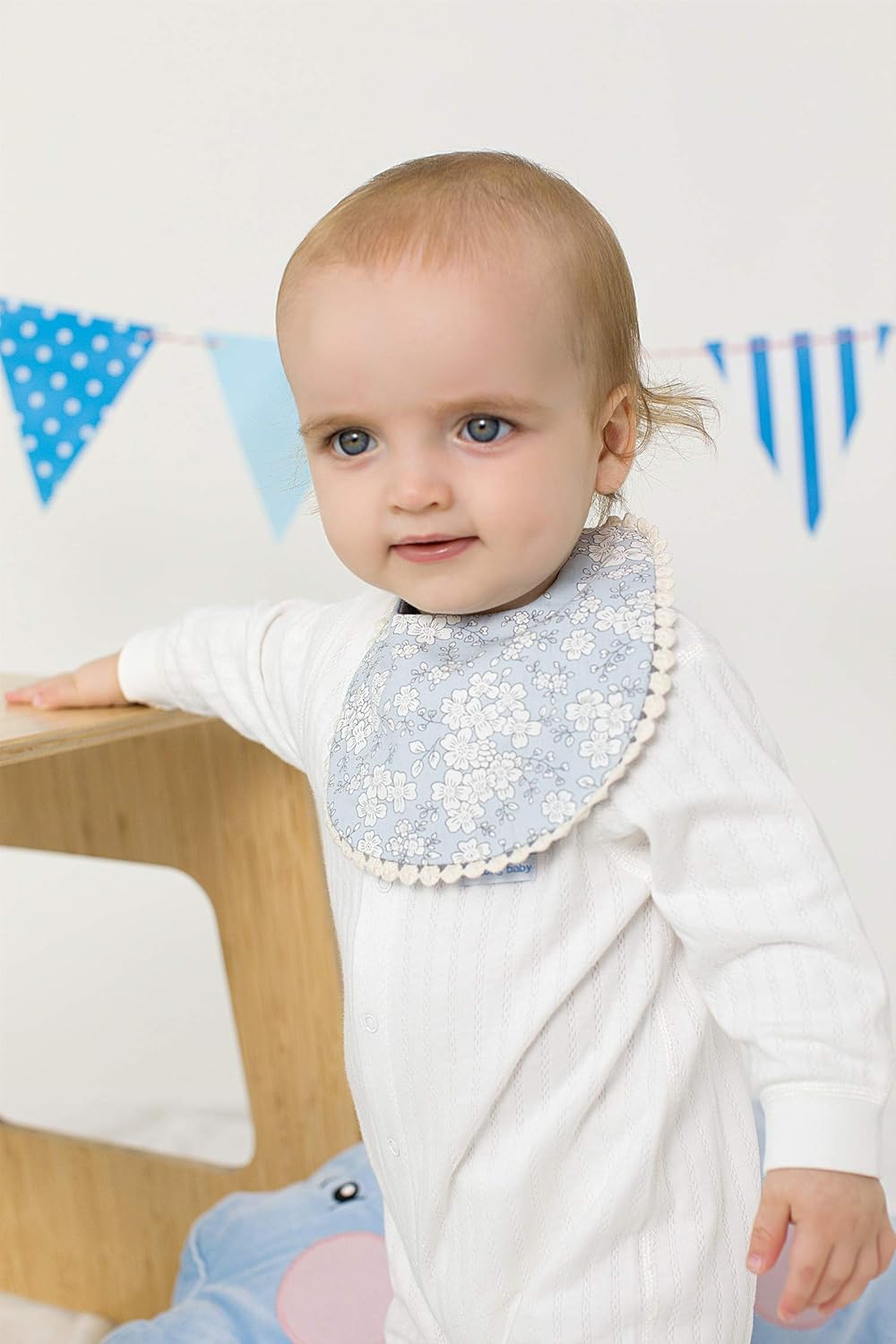 GZMM Baby Bib for Girls,Reversible Waterproof Handmade Natural Cotton Baby Drool Bib 0-12 Months 3 Pack