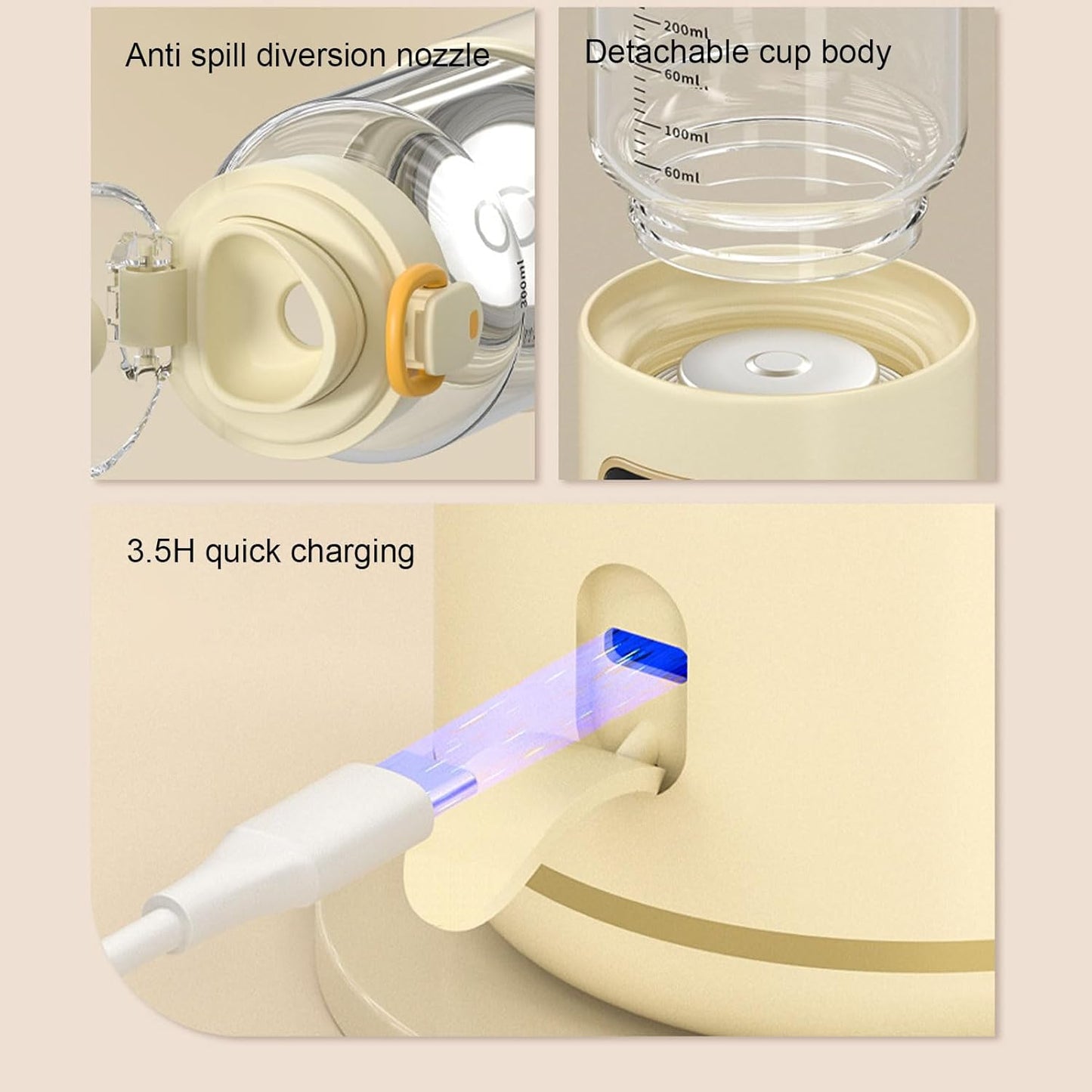 Portable Bottle Warmer, 15000mAh Battery Adjustable Temperature Rechargeable Cordless Baby Milk Warmer for Travel Outdoor Use